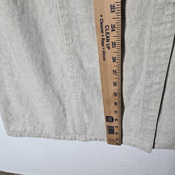 VTG Jones New York Country Linen Blend Maxi Skirt Sz 10 Beige Button Front Denim - Picture 11 of 12